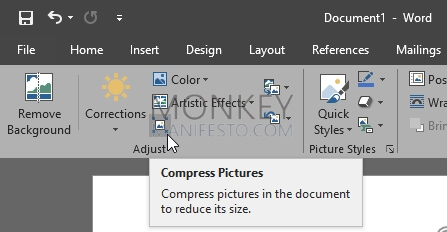 how to compress pictures word